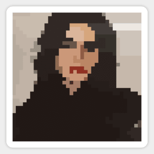 Brunette girl with red lips (Pixel Art) Magnet